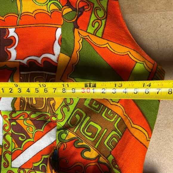 VIntage 60's Orange Patterned Square Women's Dress XS/S Made In Mexico - Picture 4 of 8